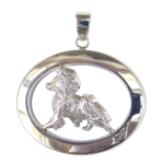 14K Gold or Sterling Silver Papillion in Glossy Oval Pendant