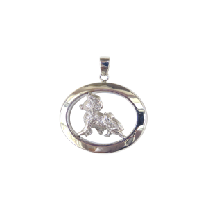 14K Gold or Sterling Papillion in Large Glossy Oval Pendant