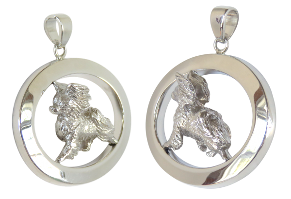 14K Gold or Sterling Papillion in Large Glossy Oval Pendant