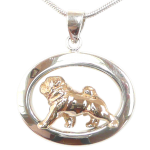 14K Gold or Sterling Silver Pug in Glossy Oval Pendant