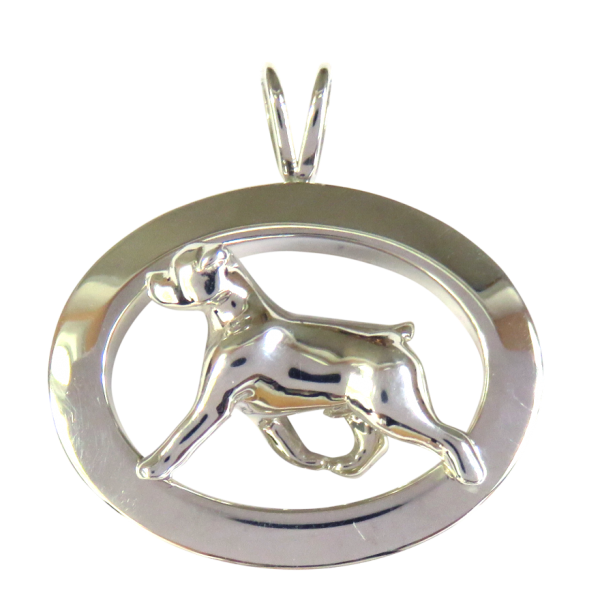 14K Gold or Sterling Silver Rottweiler in Glossy Oval Pendant