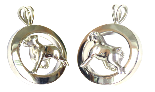 14K Gold or Sterling Silver Rottweiler in Glossy Oval Pendant