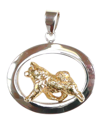 14K Gold or Sterling Silver Samoyed in Glossy Oval Pendant