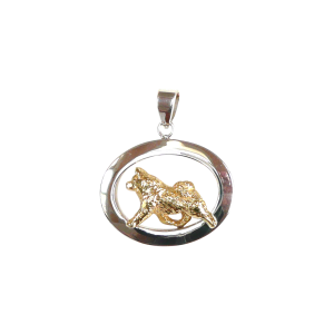 14K Gold or Sterling Silver Samoyed in Glossy Oval Pendant