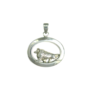 14K Gold or Sterling Silver Shetland Sheepdog - Sheltie - in Glossy Oval Pendant