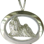 14K Gold or Sterling Silver Shih Tzu in Glossy Oval Pendant