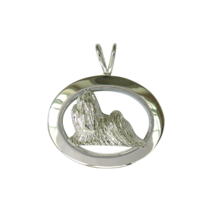 14K Gold or Sterling Silver Shih Tzu in Glossy Oval Pendant