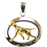 14K Gold or Sterling Silver Vizsla in Glossy Oval Pendant
