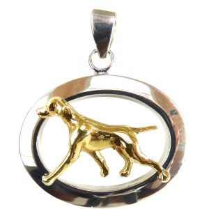 14K Gold or Sterling Silver Vizsla in Glossy Oval Pendant