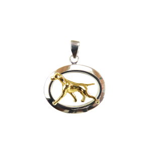 14K Gold or Sterling Silver Vizsla in Glossy Oval Pendant
