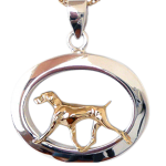 14K Gold or Sterling Weimaraner in Glossy Oval Pendant