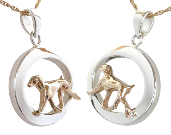 14K Gold or Sterling Weimaraner in Glossy Oval Pendant