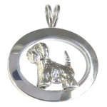 14K Gold or Sterling West Highland White Terrier - Westie - in Glossy Oval Pendant