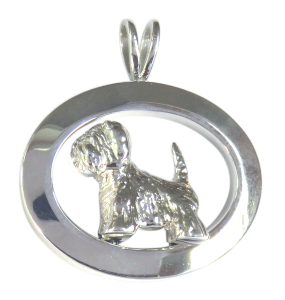 14K Gold or Sterling West Highland White Terrier - Westie - in Glossy Oval Pendant