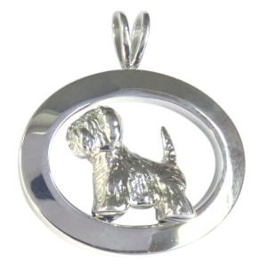 14K Gold or Sterling West Highland White Terrier - Westie - in Glossy Oval Pendant