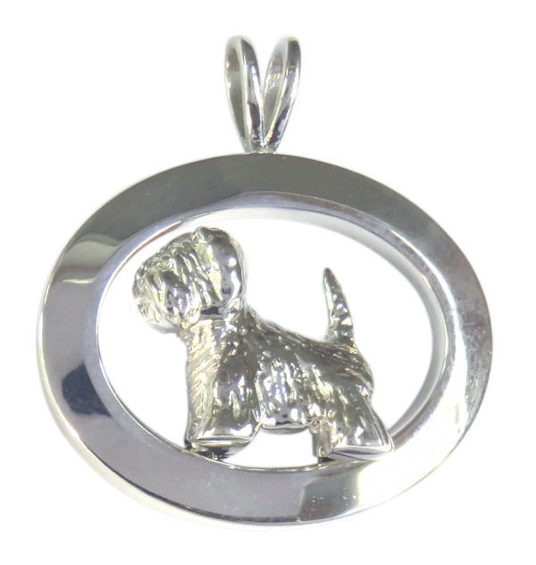 14K Gold or Sterling West Highland White Terrier - Westie - in Glossy Oval Pendant