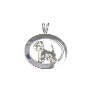 14K Gold or Sterling West Highland White Terrier - Westie - in Glossy Oval Pendant