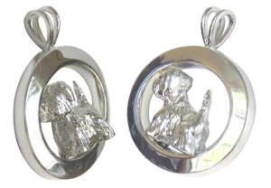 14K Gold or Sterling West Highland White Terrier - Westie - in Glossy Oval Pendant