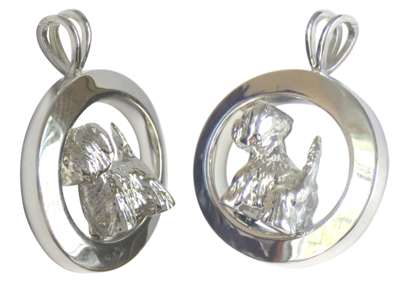 14K Gold or Sterling West Highland White Terrier - Westie - in Glossy Oval Pendant