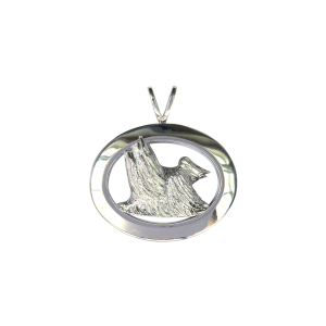 14K Gold or Sterling Silver Yorkshire Terrier - Yorkie- in Glossy Oval Pendant