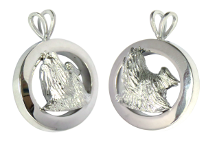 14K Gold or Sterling Silver Yorkshire Terrier - Yorkie- in Glossy Oval Pendant