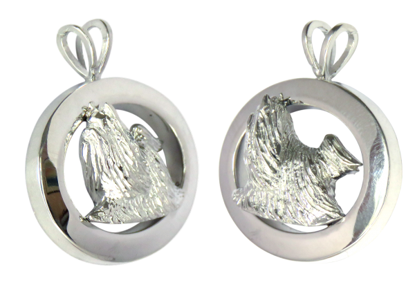 14K Gold or Sterling Silver Yorkshire Terrier - Yorkie- in Glossy Oval Pendant