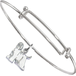 Sterling Silver Afghan Hound Charm Pendant on Bangle Bracelet
