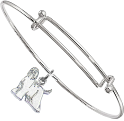 Sterling Silver Afghan Hound Charm Pendant on Bangle Bracelet