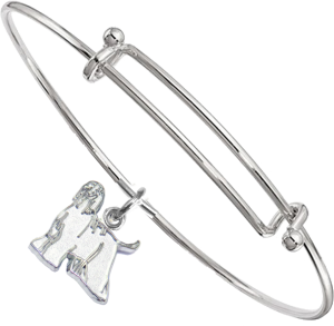 Sterling Silver Afghan Hound Charm Pendant on Bangle Bracelet