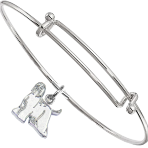 Sterling Silver Afghan Hound Charm Pendant on Bangle Bracelet