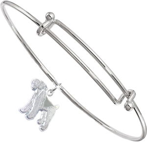 Sterling Silver Airedale Terrier Charm Pendant on Bangle Bracelet