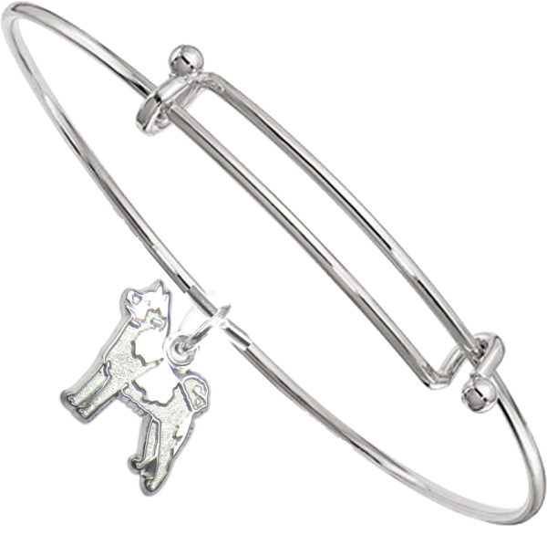 Akita Bangle Bracelet with Solid Sterling Charm