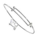Sterling Silver Basset Hound Charm Pendant on Bangle Bracelet