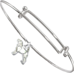 Sterling Silver Beagle Charm Pendant on Bangle Bracelet