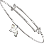 Sterling Silver Bearded Collie Charm Pendant on Bangle Bracelet