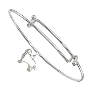 Sterling Silver Bernese Mountain Dog Charm Pendant on Bangle Bracelet