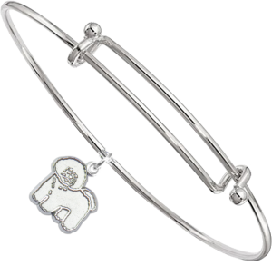 Sterling Silver Bichon Frise Charm Pendant on Bangle Bracelet