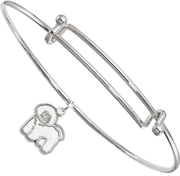 Sterling Silver Bichon Frise Charm Pendant on Bangle Bracelet