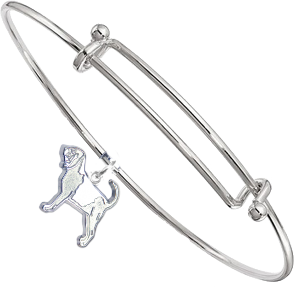 Sterling Silver Bloodhound Charm Pendant on Bangle Bracelet