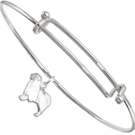 Sterling Silver Border Collie Charm on Bangle Bracelet