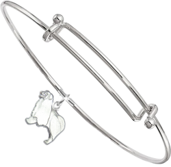 Sterling Silver Border Collie Charm on Bangle Bracelet