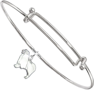 Sterling Silver Border Collie Charm on Bangle Bracelet