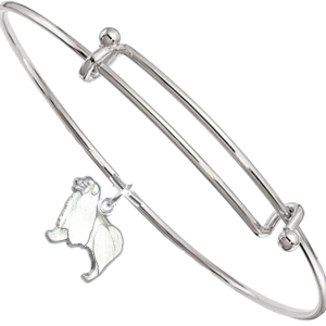 Sterling Silver Border Collie Charm on Bangle Bracelet