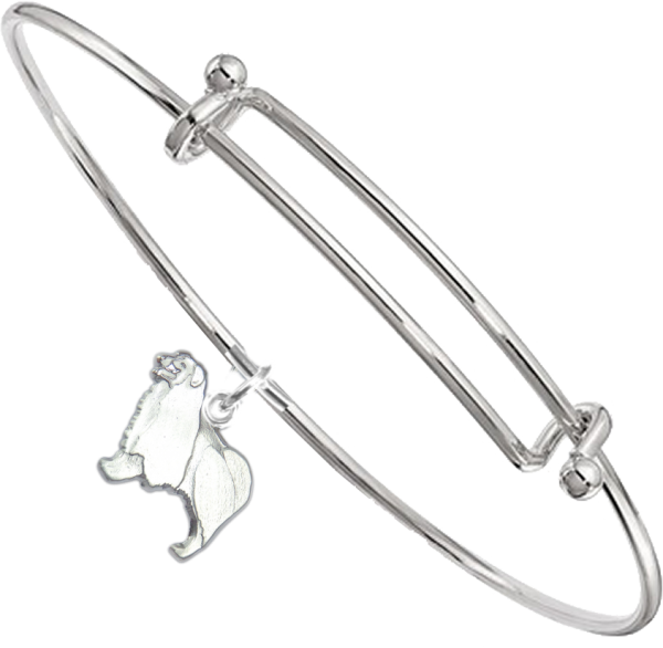 Sterling Silver Border Collie Charm on Bangle Bracelet
