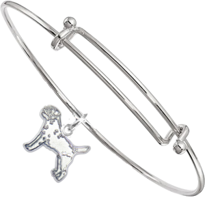 Sterling Silver Border Terrier Charm on Bangle Bracelet