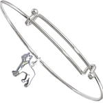 Sterling Silver Boston Terrier Charm on Bangle Bracelet
