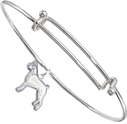 Sterling Silver Boxer Charm on Bangle Bracelet