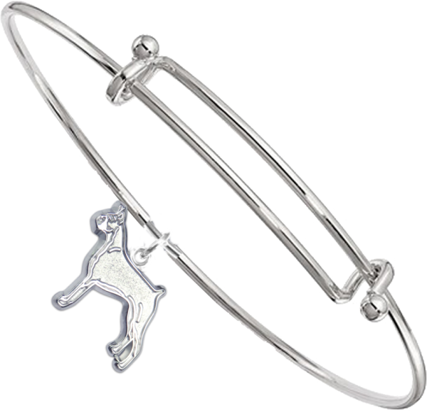 Sterling Silver Boxer Charm on Bangle Bracelet