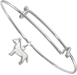 Sterling Silver Bull Terrier Charm on Bangle Bracelet