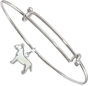 Sterling Silver Bull Terrier Charm on Bangle Bracelet